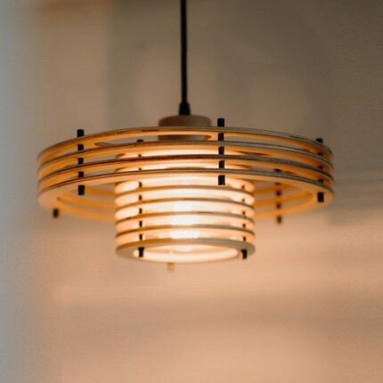 2 Layer Cylindrical Wooden Pendant Lamp Shade 01