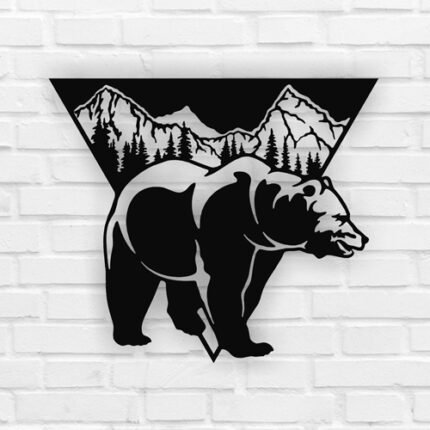 Bear with mountain Metal Wall Art 02