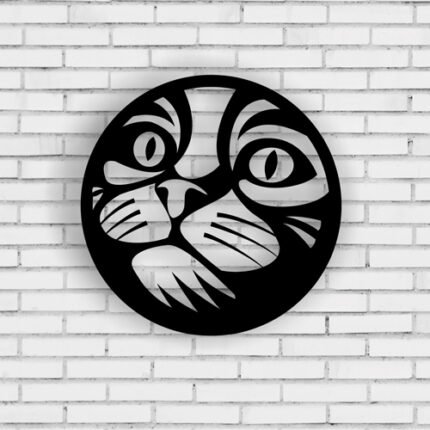 Cat with circle Metal Wall Art 02