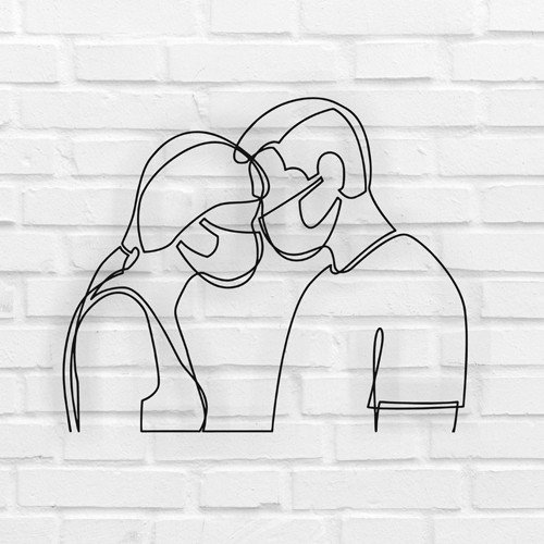 Couple with masks Metal Wall Decor 02