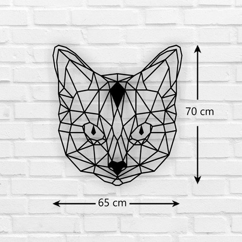 Geometric Cat Face Metal Wall Art 03