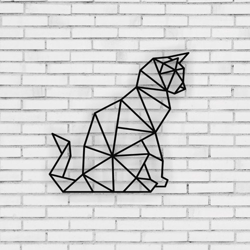 Geometric Cat Metal Wall Art 02