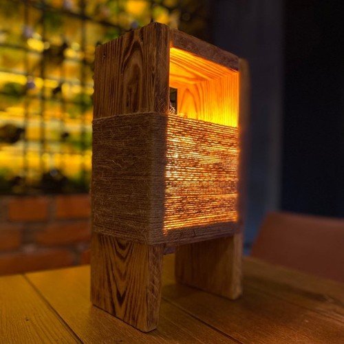 Handmade Pine Wood Night Lamp 01