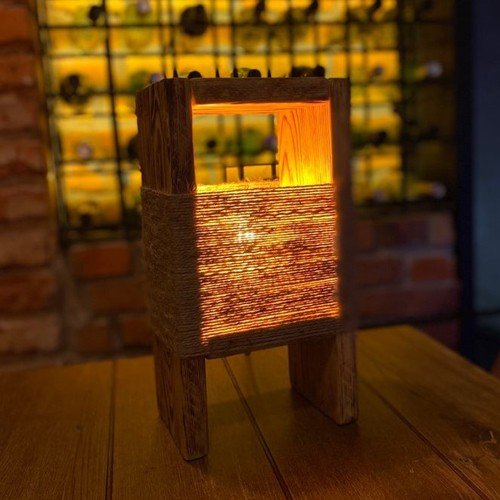 Handmade Pine Wood Night Lamp 02
