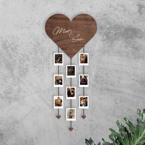 Heart Shape 9 Photos Latched Rope Photo Hanger 02