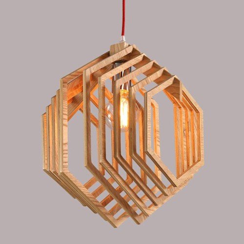 Hexagon Wooden Pendant Light 01