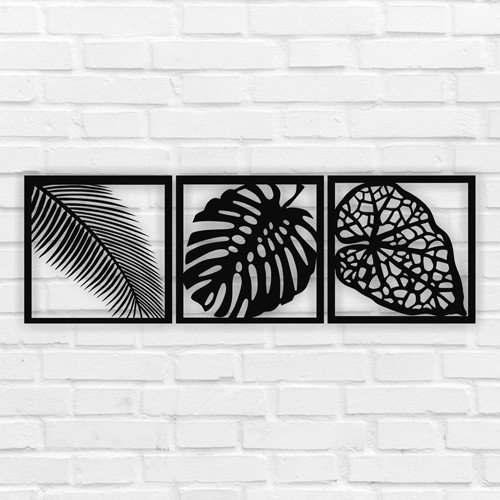 Leafs with 3 Frames Metal Wall Art 02