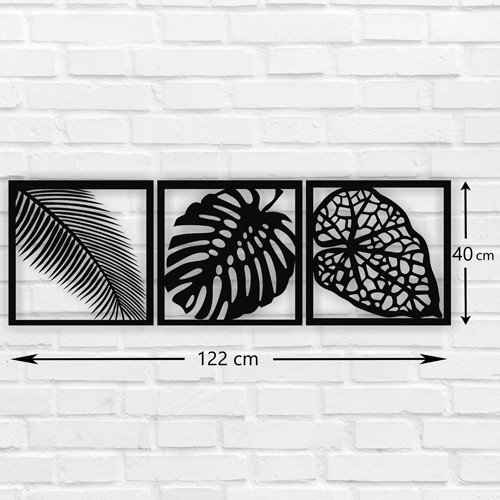 Leafs with 3 Frames Metal Wall Art 03