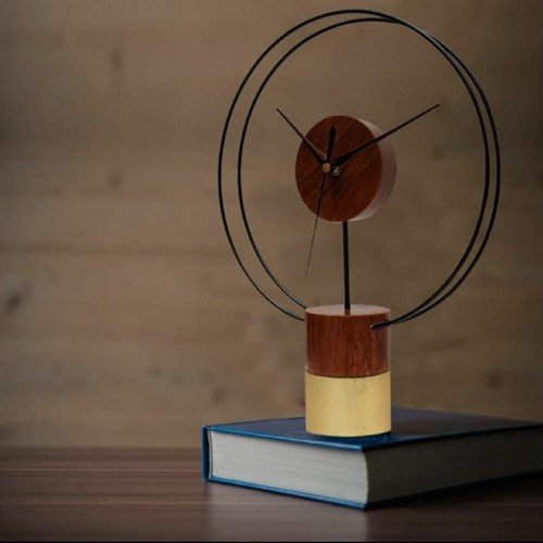 Mini Metal and Wooden Table Clock 02