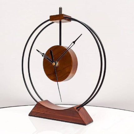 Modern Metal and Wooden Table Clock 02