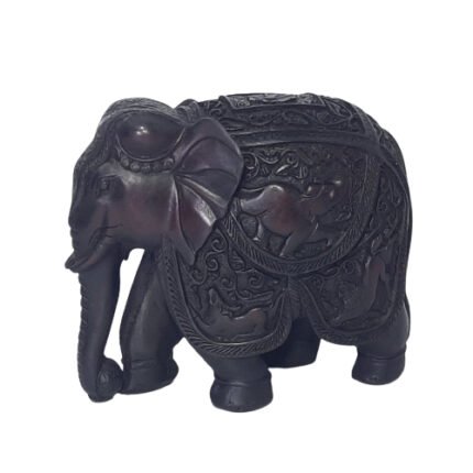 Sepia Black Elephant Handicraft Wooden Statue 01