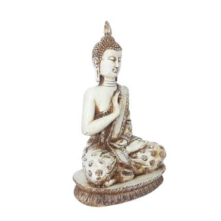 White Sitting Buddha Handicraft Wooden Statue 02