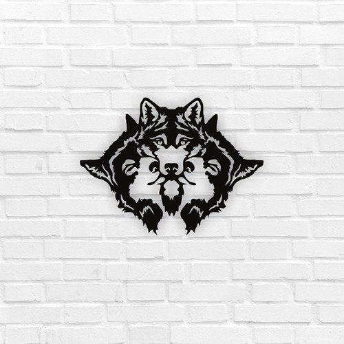 Wolfs with 3 Face Metal Wall Decor 02