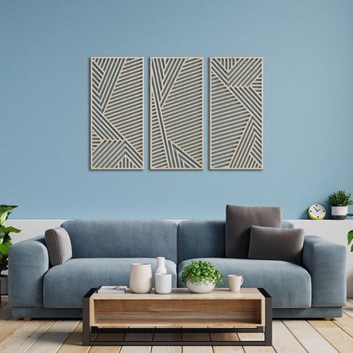 Geometric wood wall art set of 3 01A 1