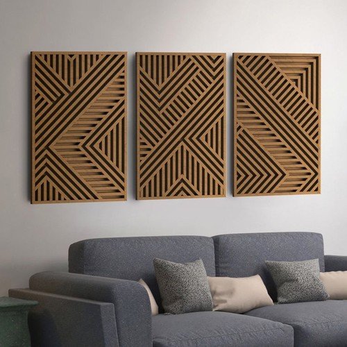 Geometric wood wall art set of 3 02B 1