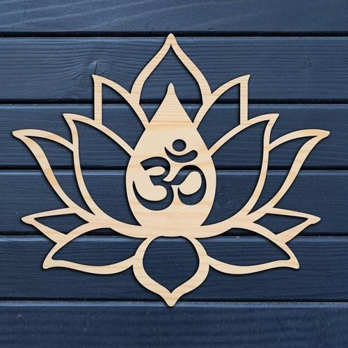 Om Ohm Lotus Flower wall decor from wood C 1