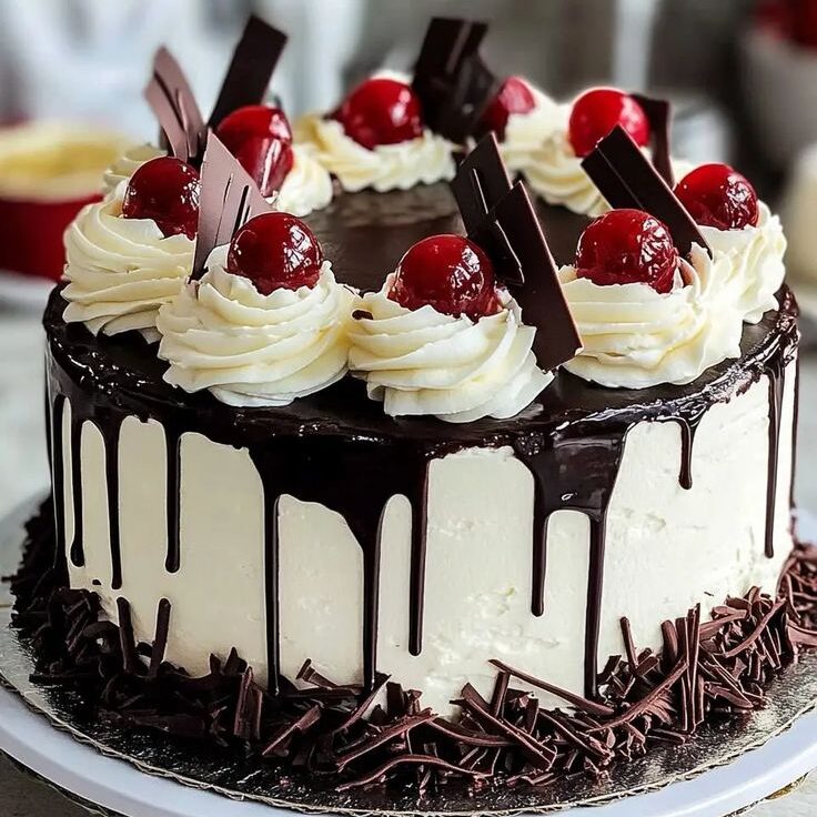 Black Forest birthday drip Cake