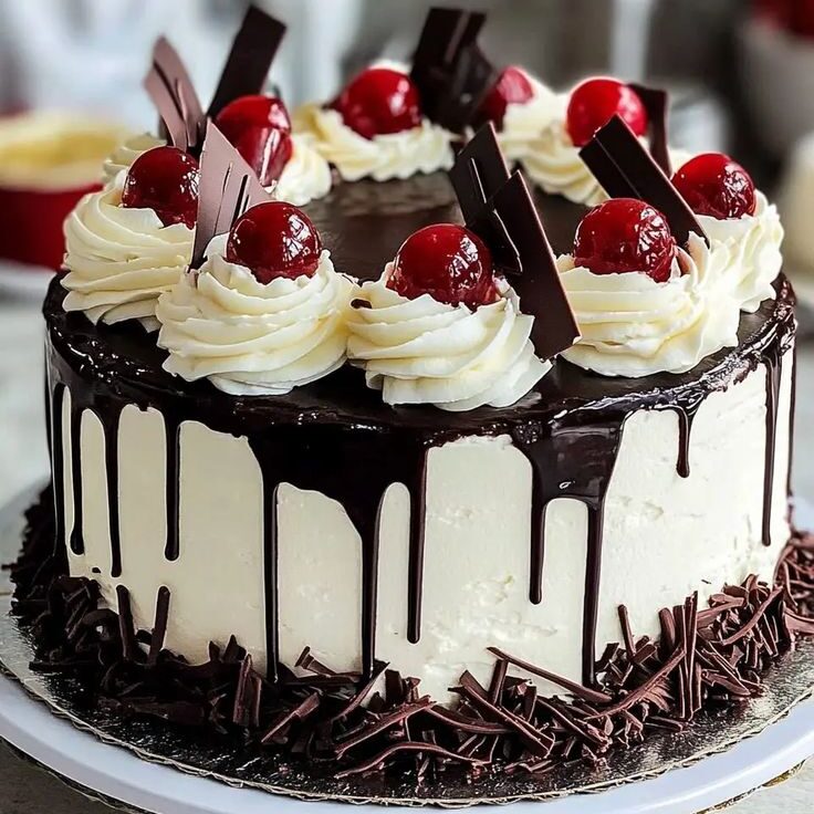Black Forest birthday drip Cake