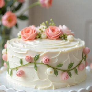 Whimsical Pastel Rose Swirl Cake