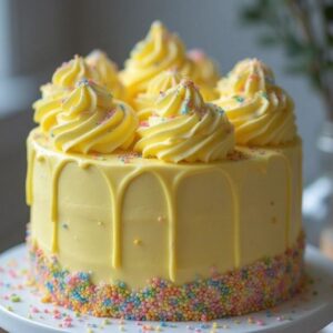 Yellow Pastel Palette Birthday Cake