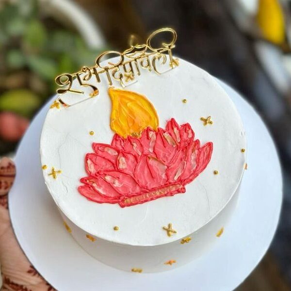 Festive Diwali Lotus Diya Cake