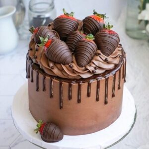 Chocolate Drip and Ganache Strawberry Cake