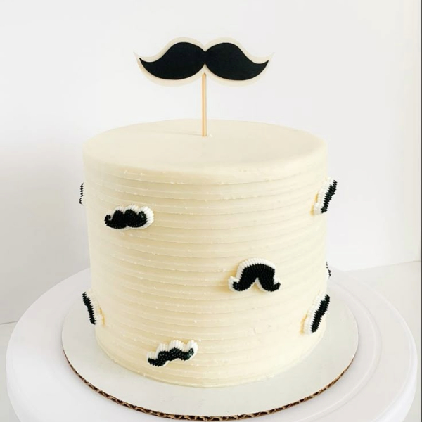 Mustache Masterpiece Minimalist Cake