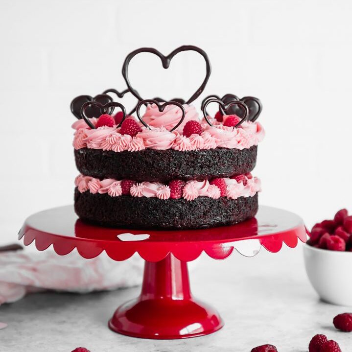 Valentine's Day Chocolate Raspberry Cake