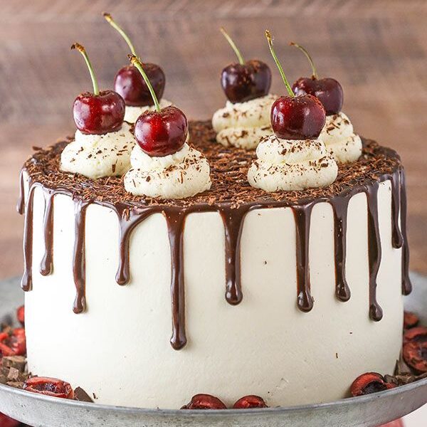 black forest cherry drip cake