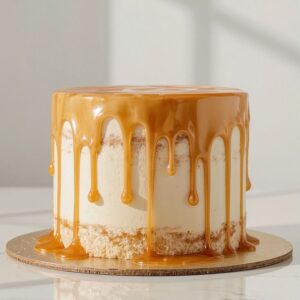 Golden Caramel Drip Cake