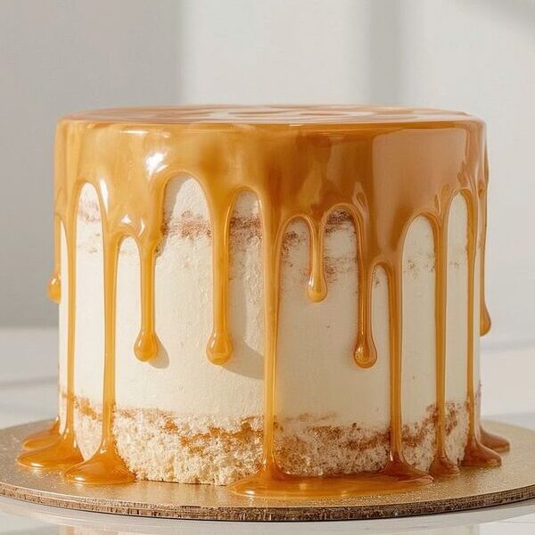 Golden Caramel Drip Cake