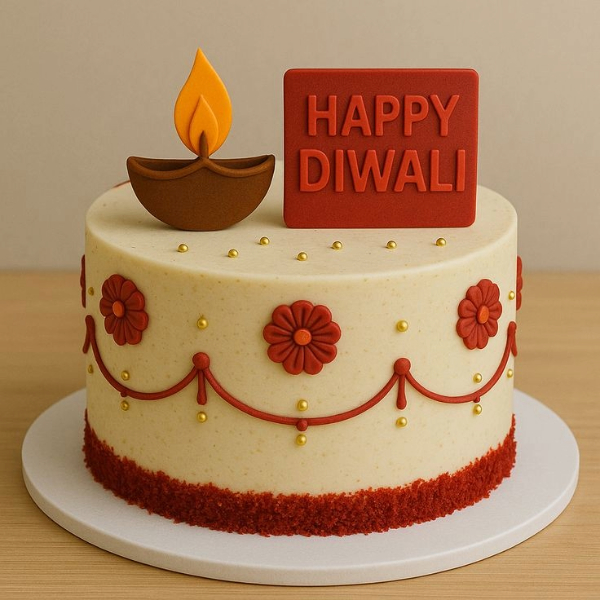 Elegant Diya Diwali Cake