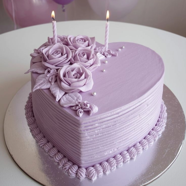 Lavender Elegance Heart Cake