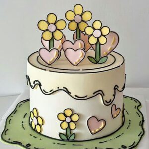 Cartoon Dream Animated Floral Cake