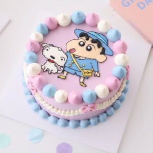 Shinchan and Shiro Pastel Birthday Cake - 1kg