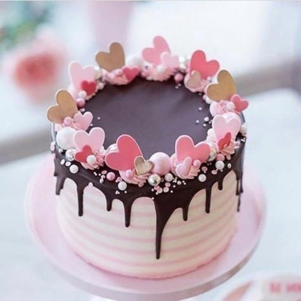 Romantic Chocolate Drip Cake