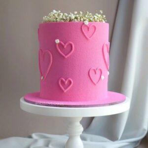 Velvet Pink Heart Texture Cake