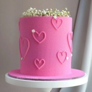 Velvet Pink Heart Texture Cake