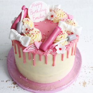 Makeup Pink Drip Cake