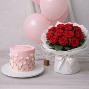Birthday Roses N Cake Combo - 1kg