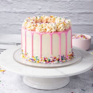 Sprinkled Raspberry Vanilla Cake