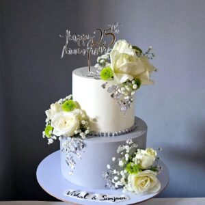 Grey Pearl Anniversary Cake