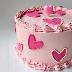 Pink Heart Embellished Cake